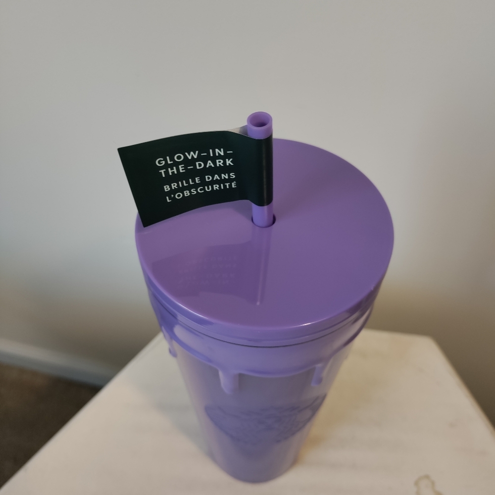 Starbucks Tumbler GLOW-IN-THE-DARK Purple Slime Halloween 2025 Cold Cup & Straw - Picture 7 of 11